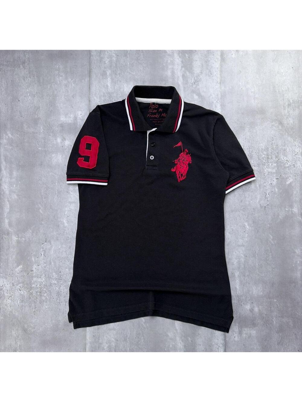 Y2K Black Franky Max Grunge Big Pony Skater Polo Shirt